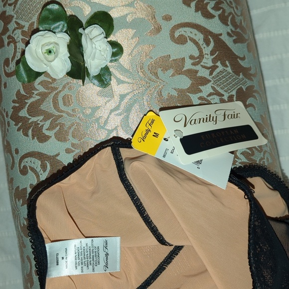 🤍 Women's Vintage Black Nude European Burlesque Mesh Briefs Panties M - Picture 6 of 10